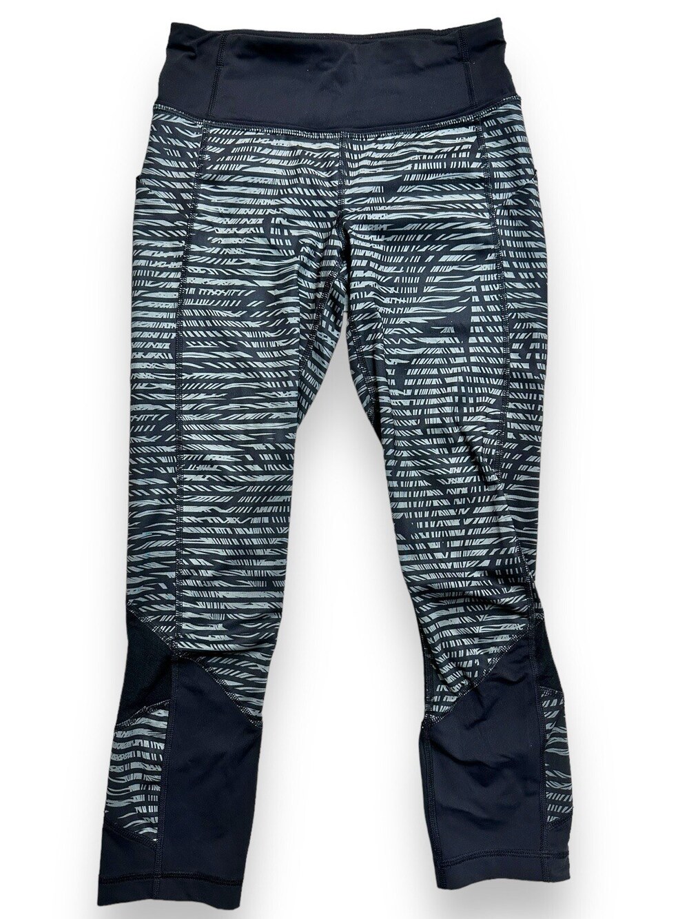 Lululemon Pace Rival Crop Leggings Women's 2 Full-On Luxtreme Stripe Play Black